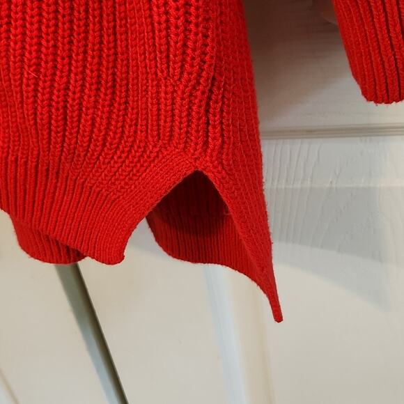 Express Womens Red Sweater Size XL Racing Stripes Preppy Coastal Rugby Varsity - Picture 5 of 8